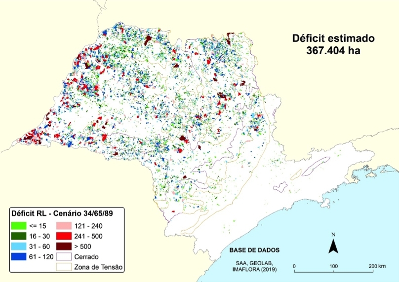 Large rural properties account for 54% of the environmental deficit in the state of São Paulo 