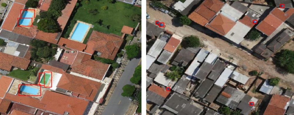 Mapping of exposed water tanks and swimming pools based on aerial images can help control dengue