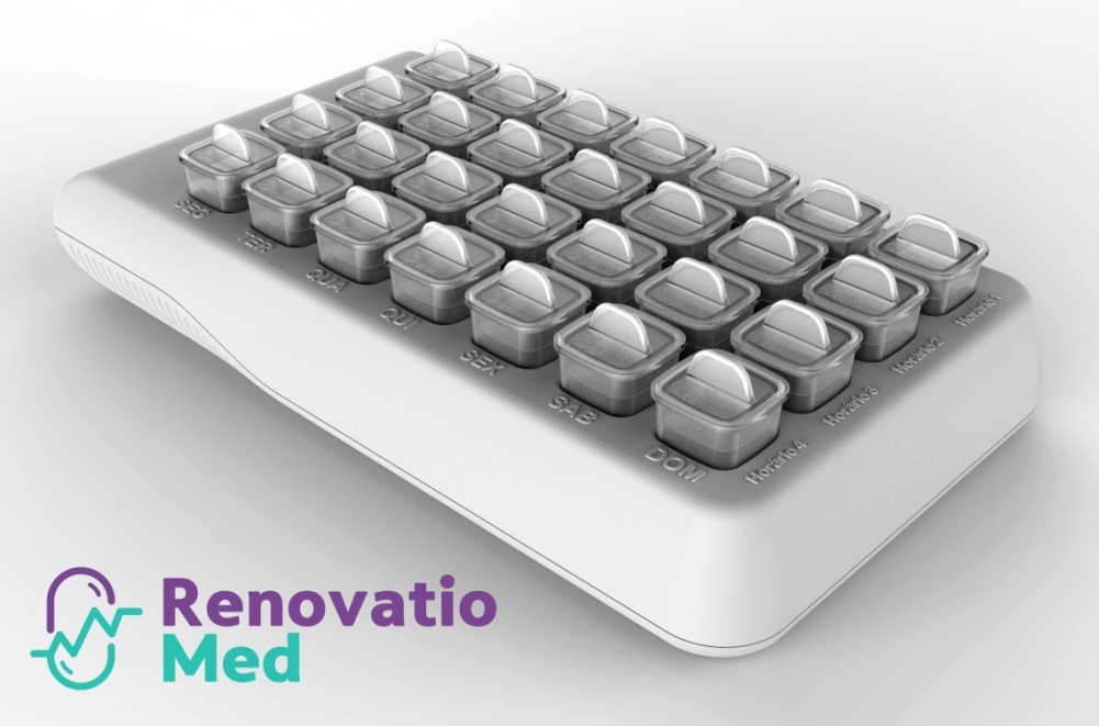 Smart device reminds older adults to take their medication and monitors intake